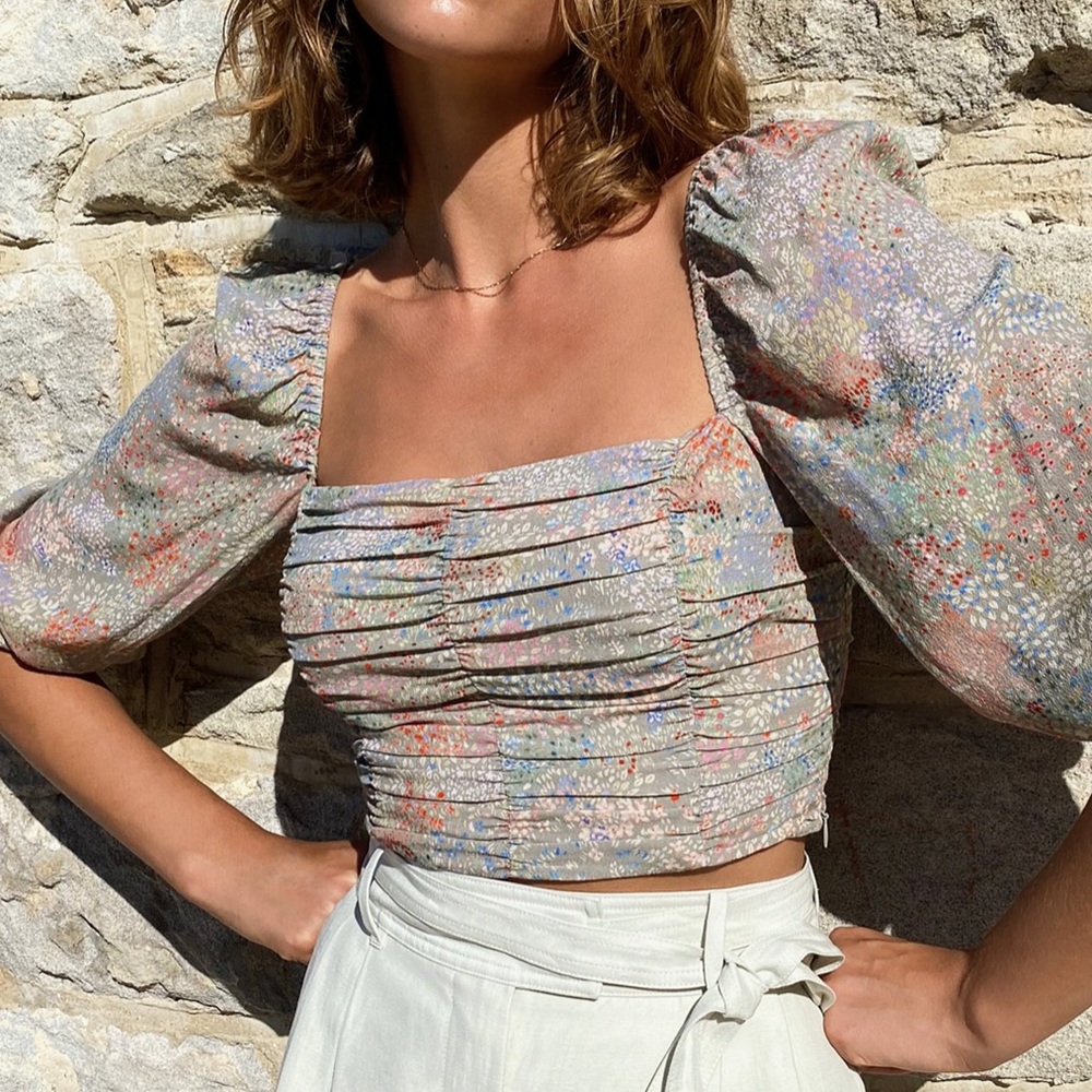 PERFECT CONDITION, Aritzia Wilfred Lolita Blouse, floral/multi-colour, size M
